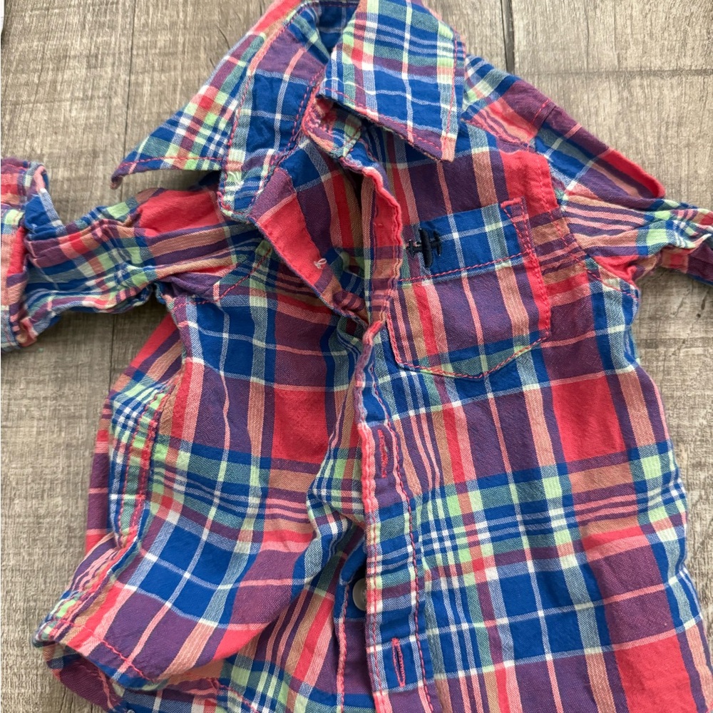 Plaid Kids Shirt - Red and Blue